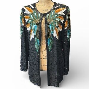 Jaelyn Designs Vintage Heavily Beaded and Sequined Jacket EC Size medium